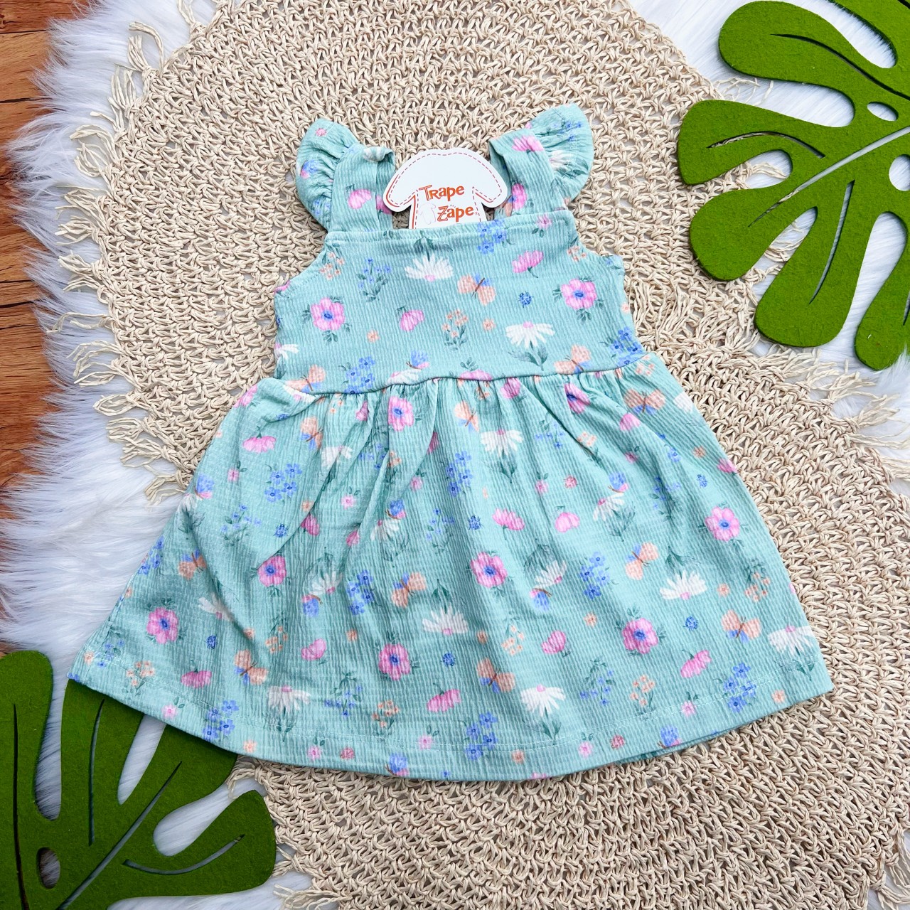 Vestido com Babadinho na Alça Jardim Colorido - Verde